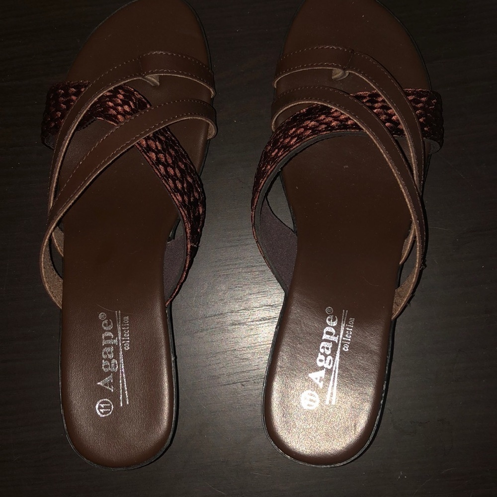 brown strapped sandals by Agape size 11